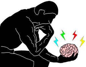 drawing of person holding a brain